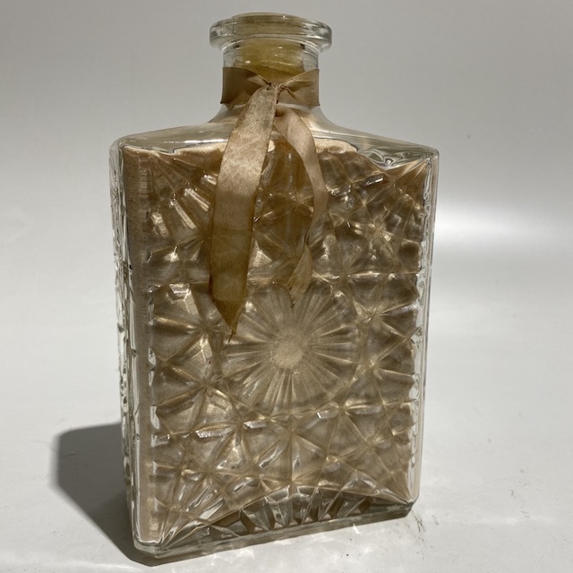 BOTTLE, Vintage Glass Bath Salts w Ribbon